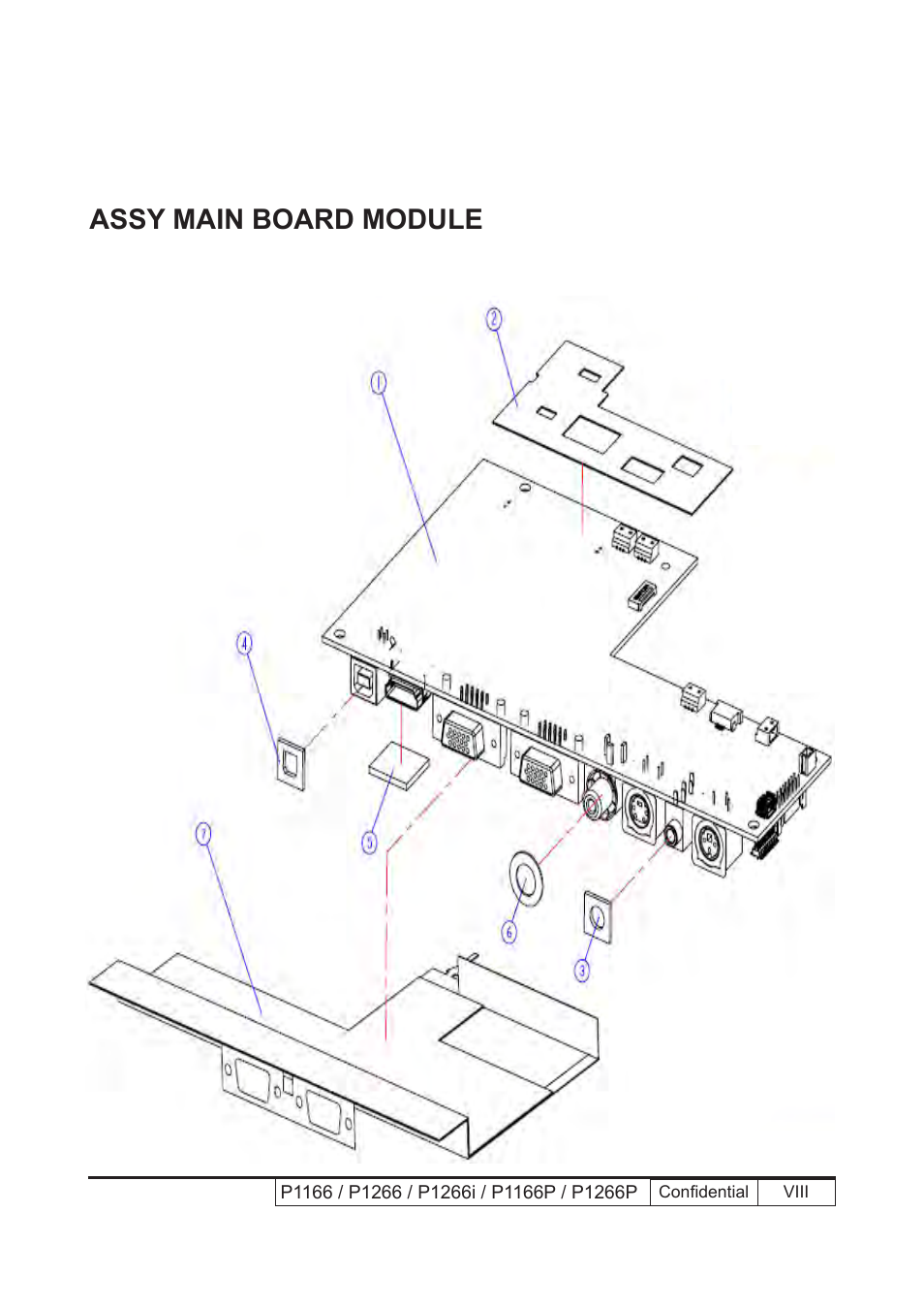 Assy main board module | Acer P1166 User Manual | Page 107 / 126