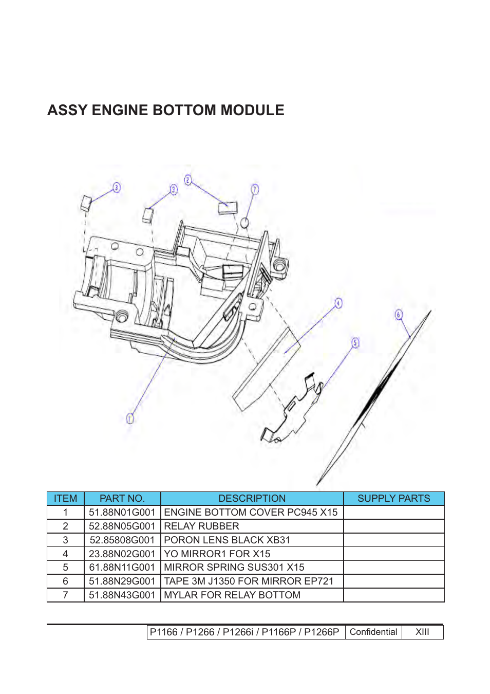 Assy engine bottom module | Acer P1166 User Manual | Page 112 / 126