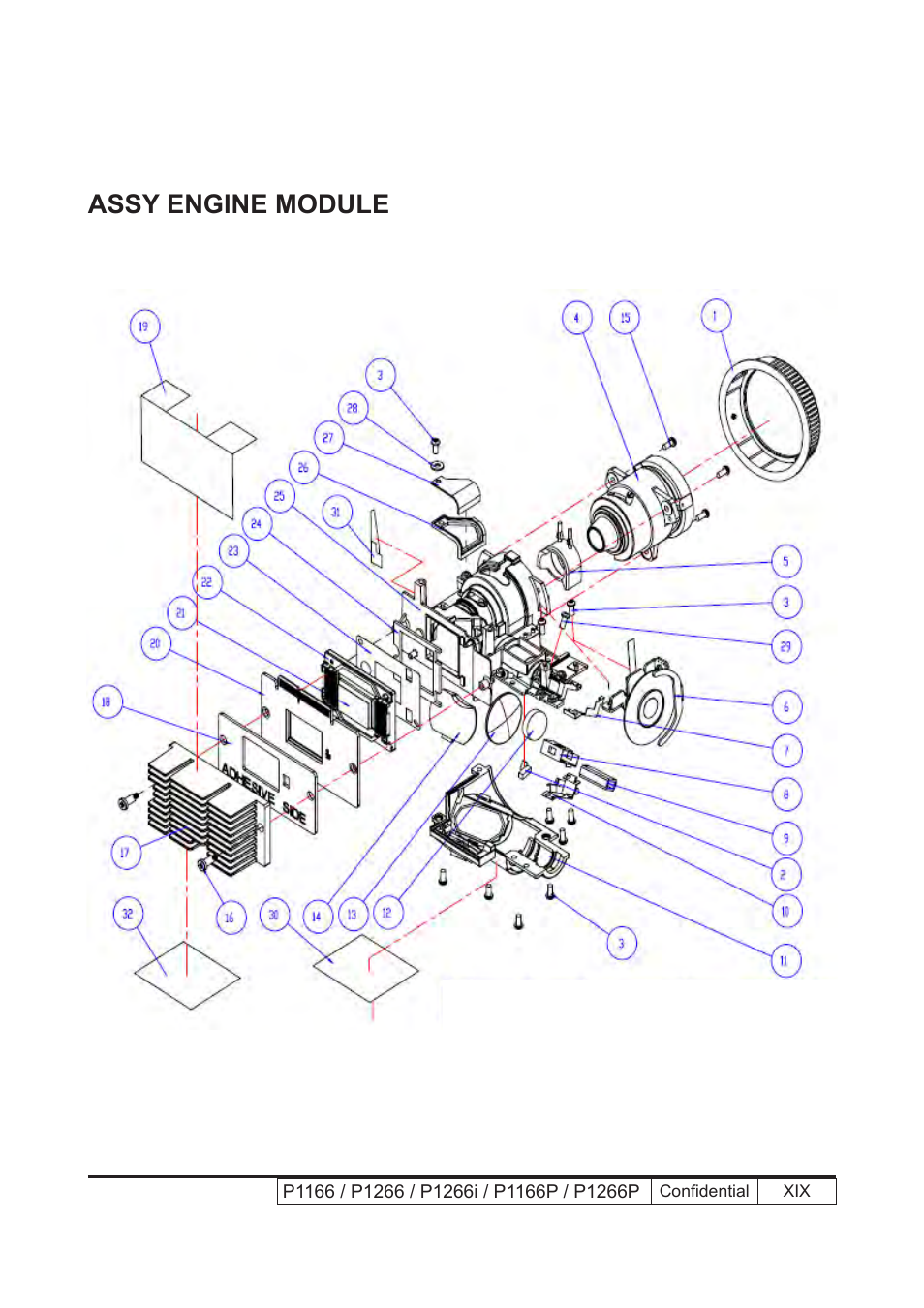 Assy engine module | Acer P1166 User Manual | Page 118 / 126