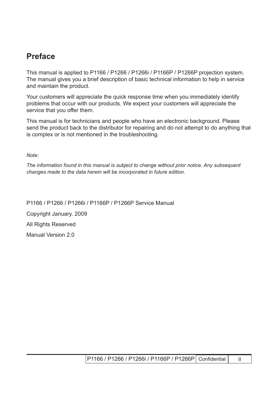 Preface, P�ef�ce | Acer P1166 User Manual | Page 3 / 126