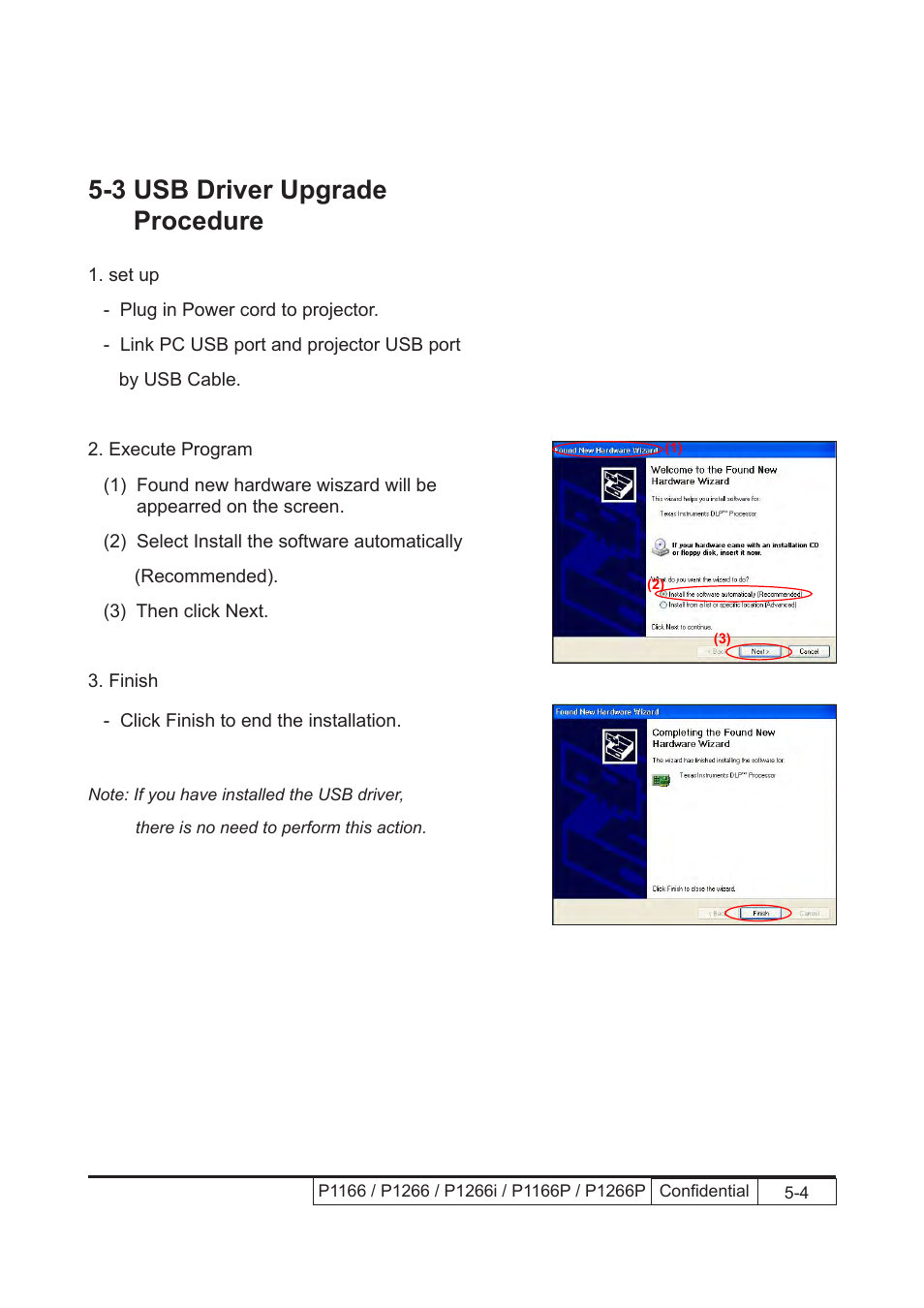 3 usb driver upgrade procedure | Acer P1166 User Manual | Page 86 / 126