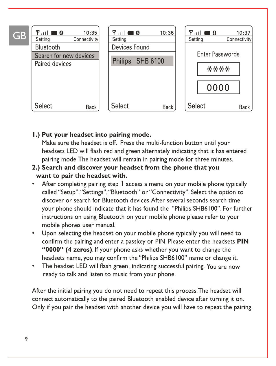 ) put your headset into pairing mode, Philips shb6100, Y.iil i | Philips Casque stéréo Bluetooth User Manual | Page 11 / 117