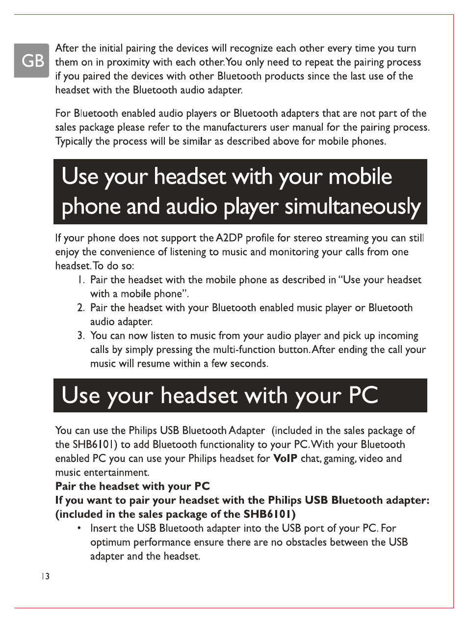 Use your headset with your pc | Philips Casque stéréo Bluetooth User Manual | Page 15 / 117