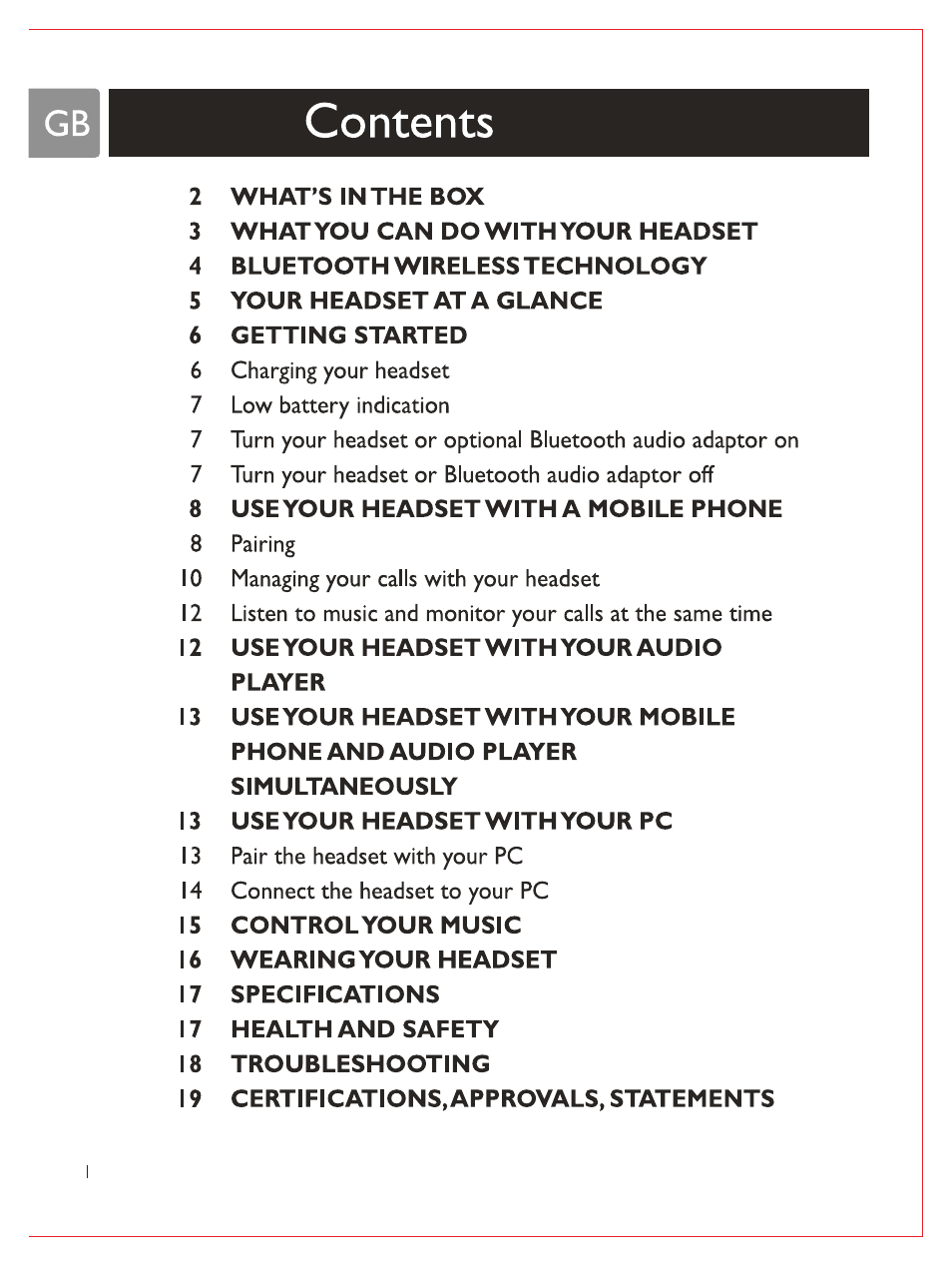 Philips Casque stéréo Bluetooth User Manual | Page 3 / 117