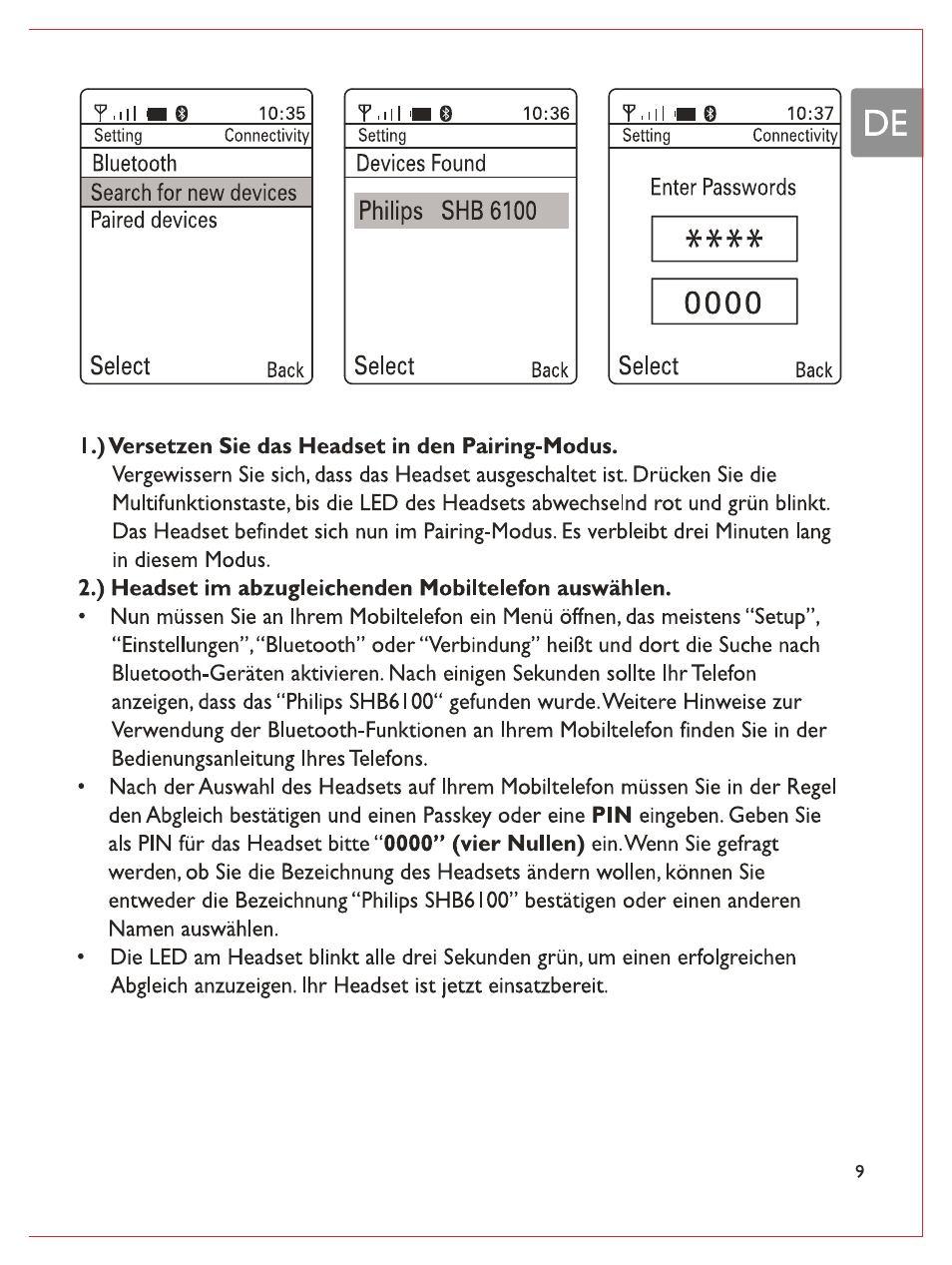 Y.iil, )versetzen sie das headset in den pairing-modus, Y.iil i | Philips Casque stéréo Bluetooth User Manual | Page 30 / 117