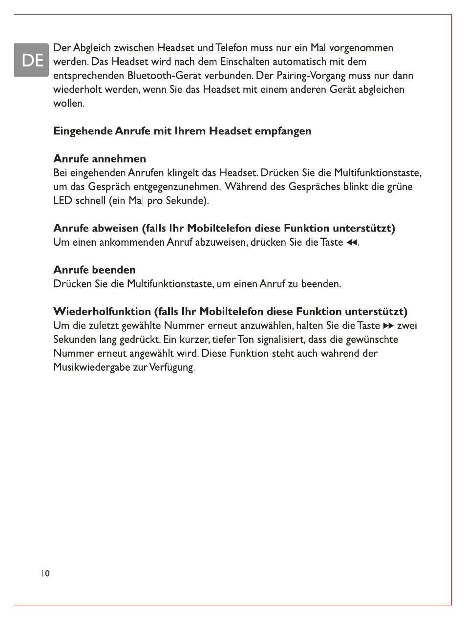 Anrufe beenden | Philips Casque stéréo Bluetooth User Manual | Page 31 / 117