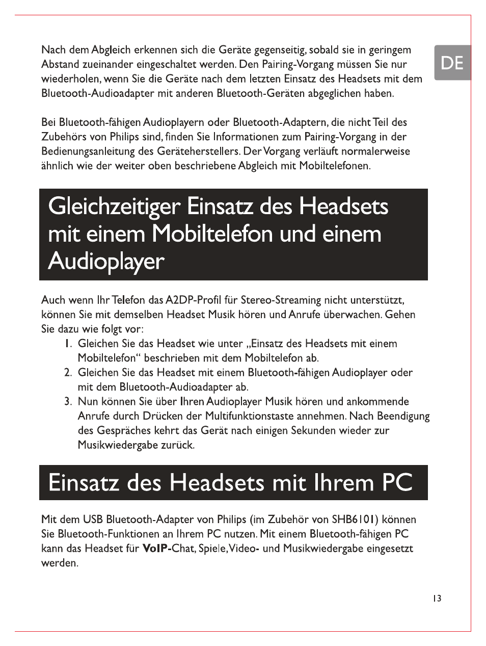 Einsatz des headsets mit ihrem pc | Philips Casque stéréo Bluetooth User Manual | Page 34 / 117