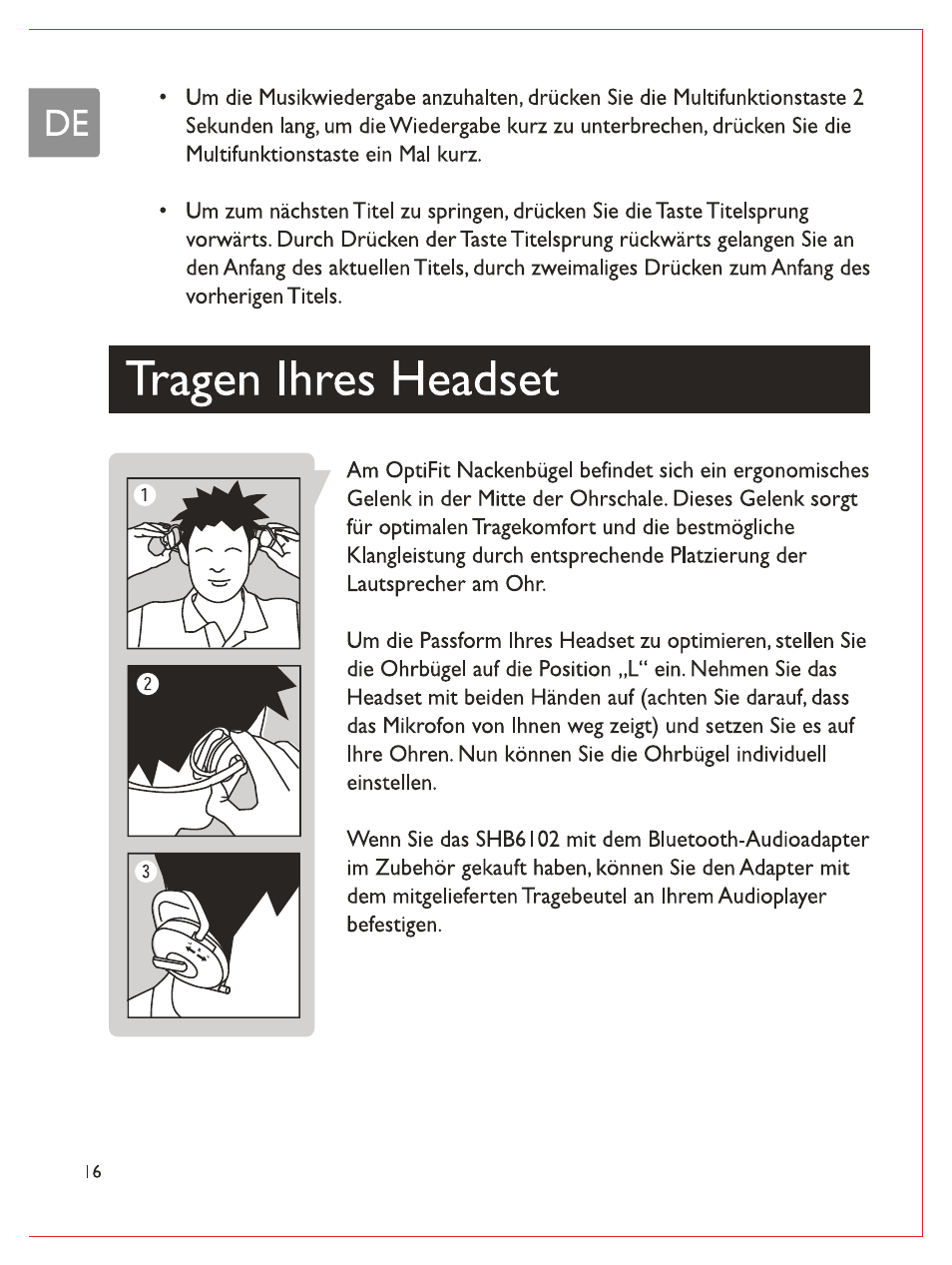 Tragen ihres headset | Philips Casque stéréo Bluetooth User Manual | Page 37 / 117