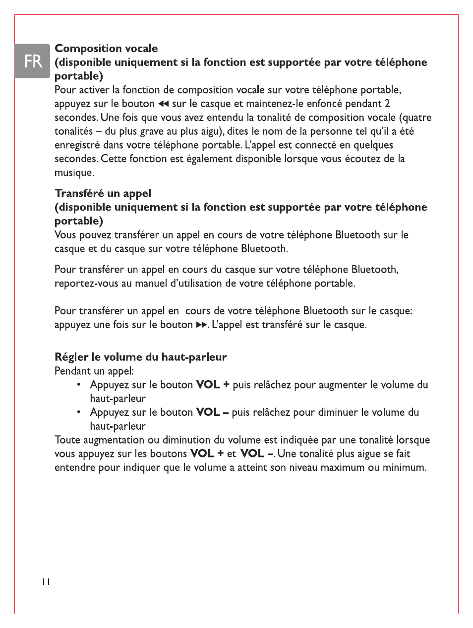 I composition vocale, Régler le volume du haut-parleur | Philips Casque stéréo Bluetooth User Manual | Page 51 / 117