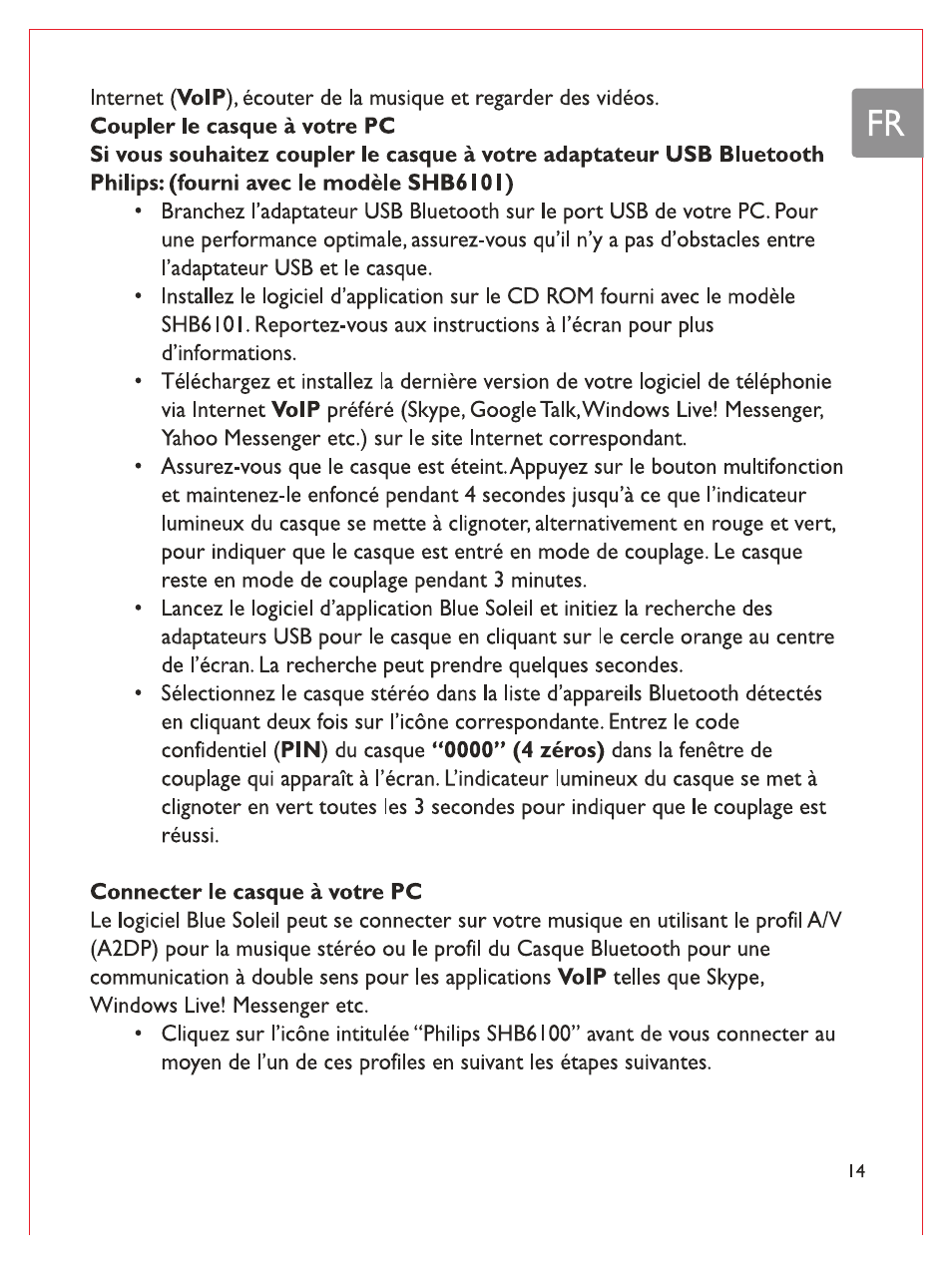 Connecter le casque à votre pc | Philips Casque stéréo Bluetooth User Manual | Page 54 / 117