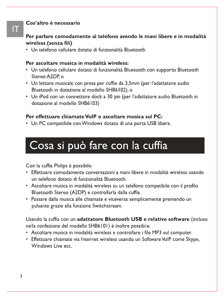 Cosa si può fare con la cuffìa | Philips Casque stéréo Bluetooth User Manual | Page 81 / 117