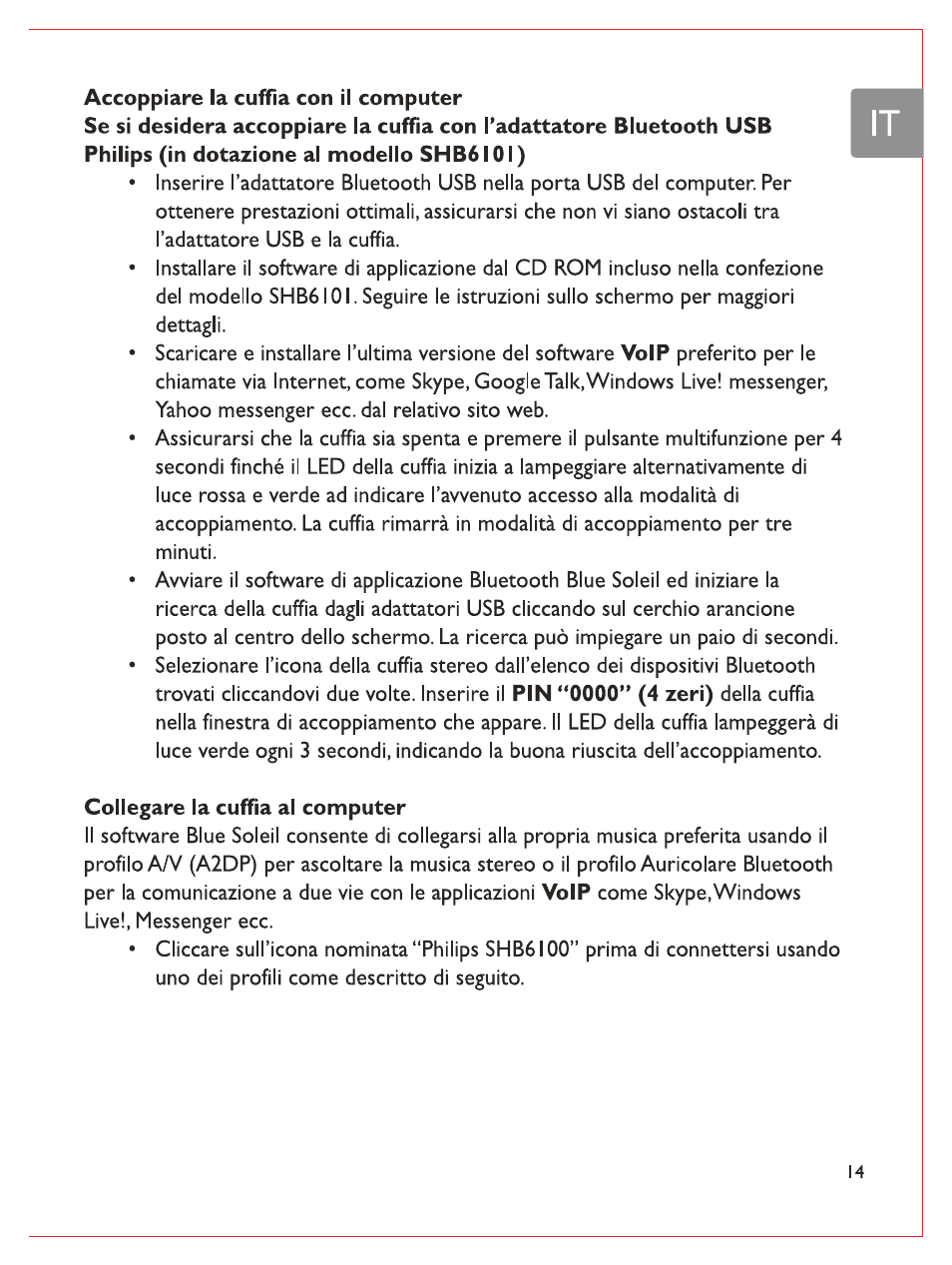 Accoppiare la cuffia con il computer, Collegare la cuffia al computer | Philips Casque stéréo Bluetooth User Manual | Page 92 / 117