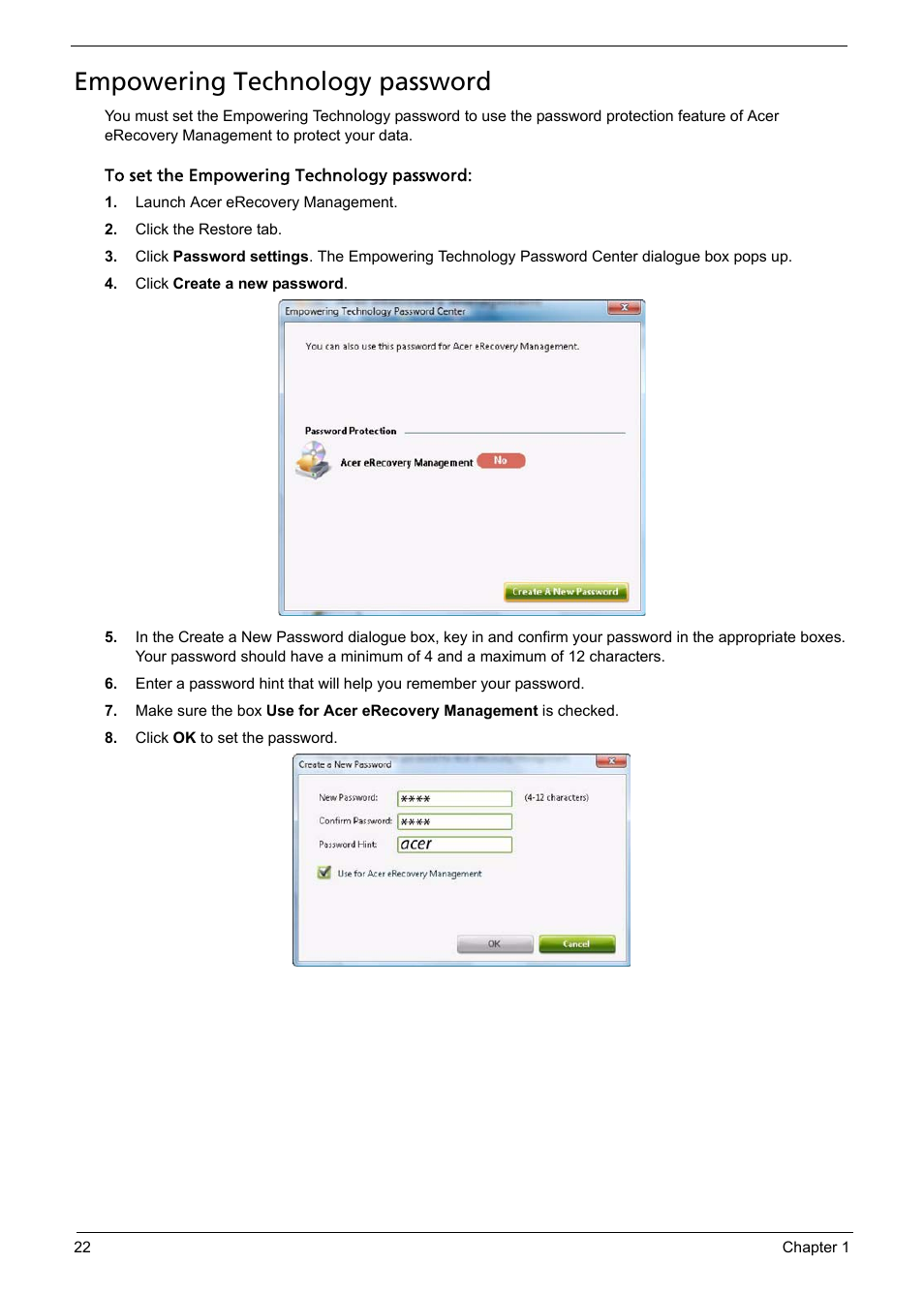 Empowering technology password | Acer 5330 User Manual | Page 28 / 152