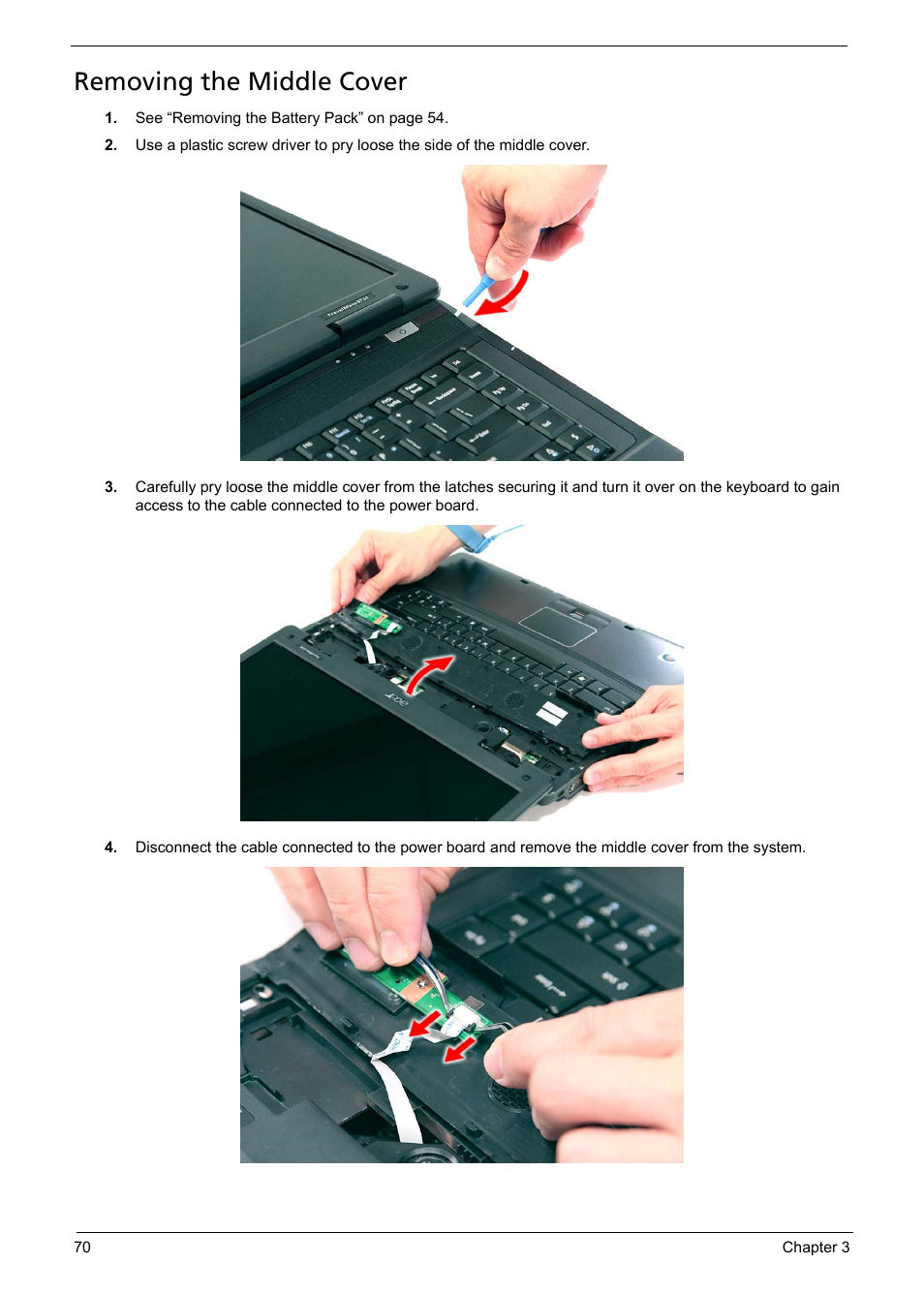 Removing the middle cover | Acer 5330 User Manual | Page 76 / 152