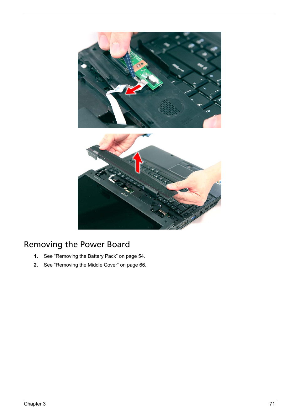 Removing the power board | Acer 5330 User Manual | Page 77 / 152