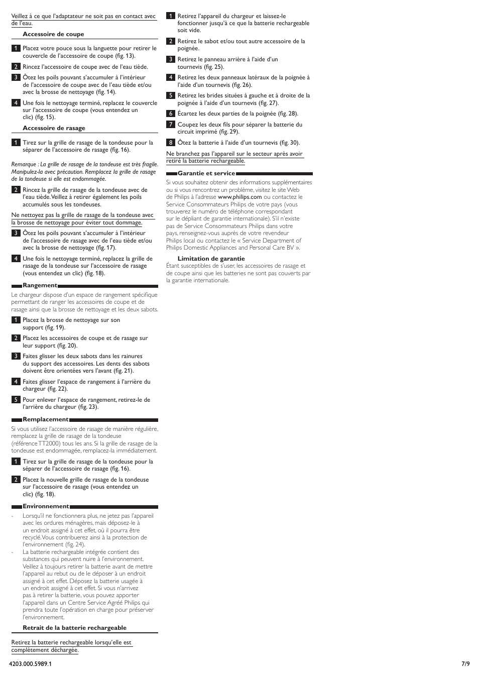 Philips BODYGROOM Series 5000 Tondeuse corps User Manual | Page 7 / 9