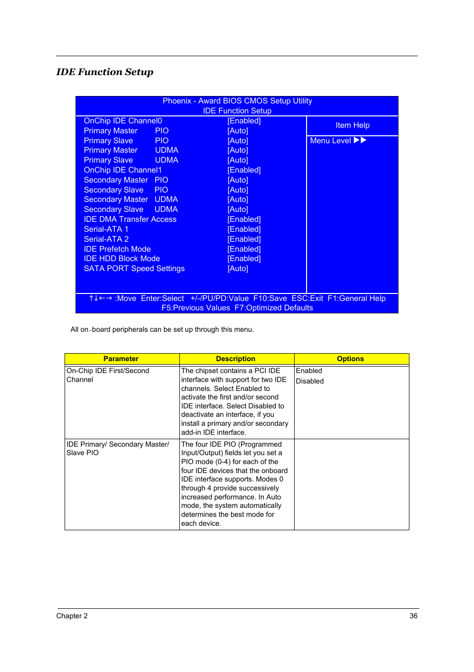 Ide function setup | Acer Aspire T160 User Manual | Page 45 / 164