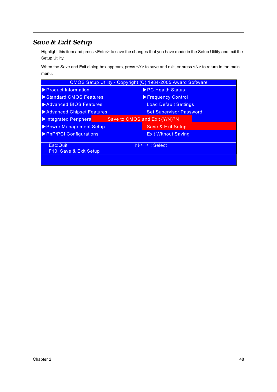 Save & exit setup | Acer Aspire T160 User Manual | Page 57 / 164