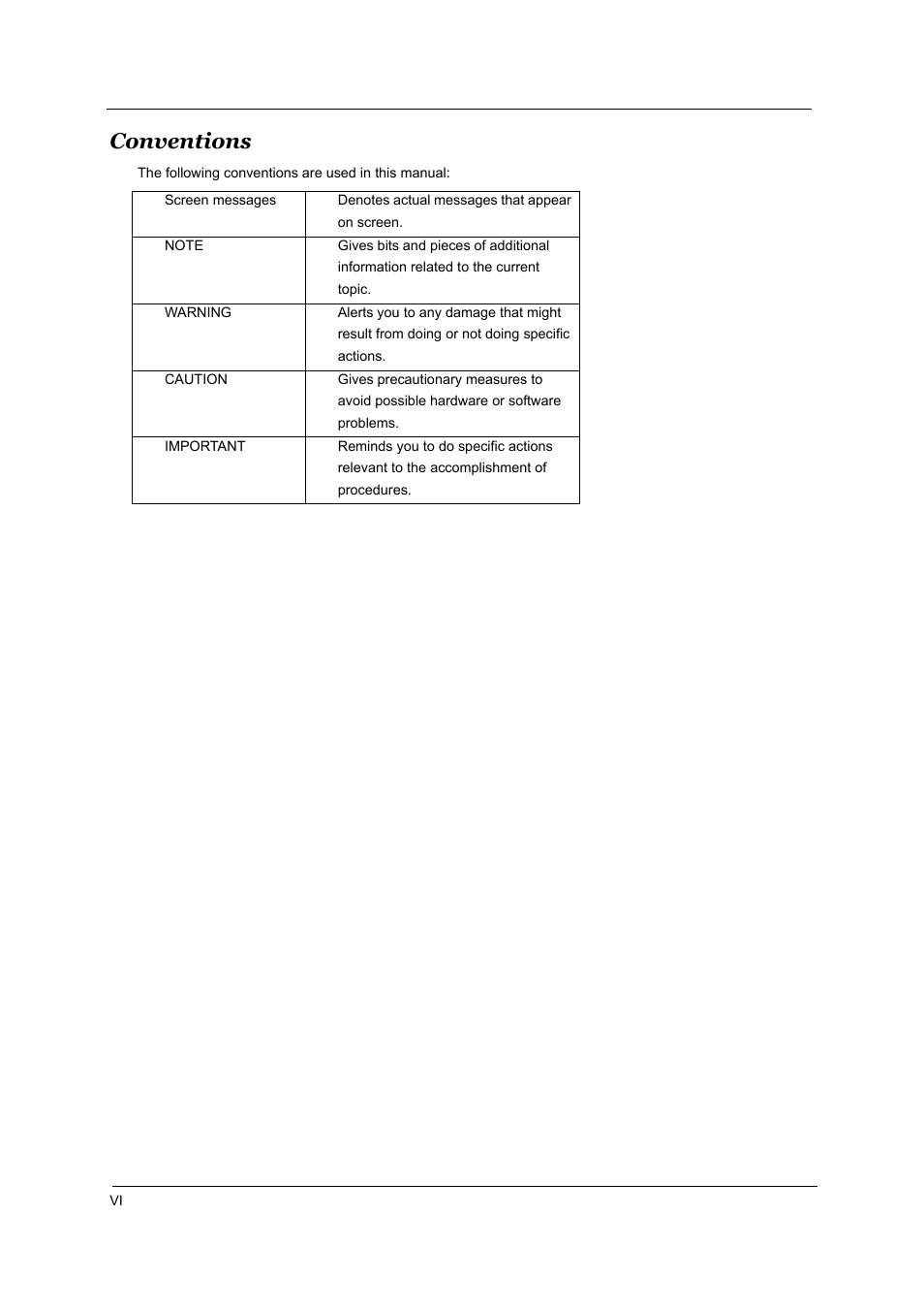 Conventions | Acer Aspire T160 User Manual | Page 6 / 164