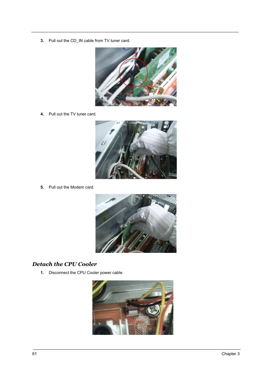 Detach the cpu cooler | Acer Aspire T160 User Manual | Page 70 / 164