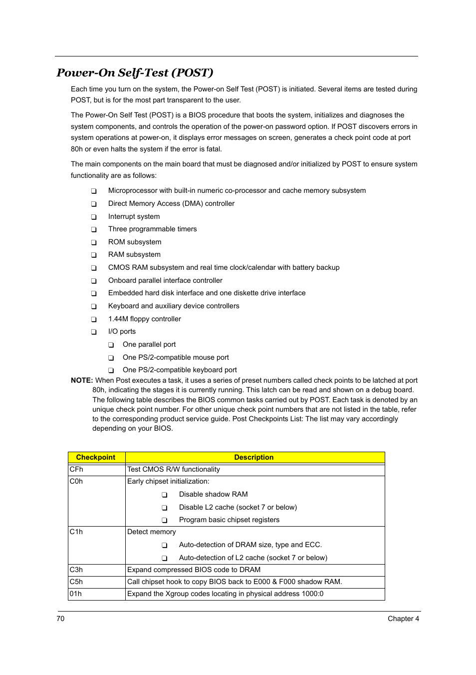 Power-on self-test (post) | Acer Aspire T160 User Manual | Page 79 / 164