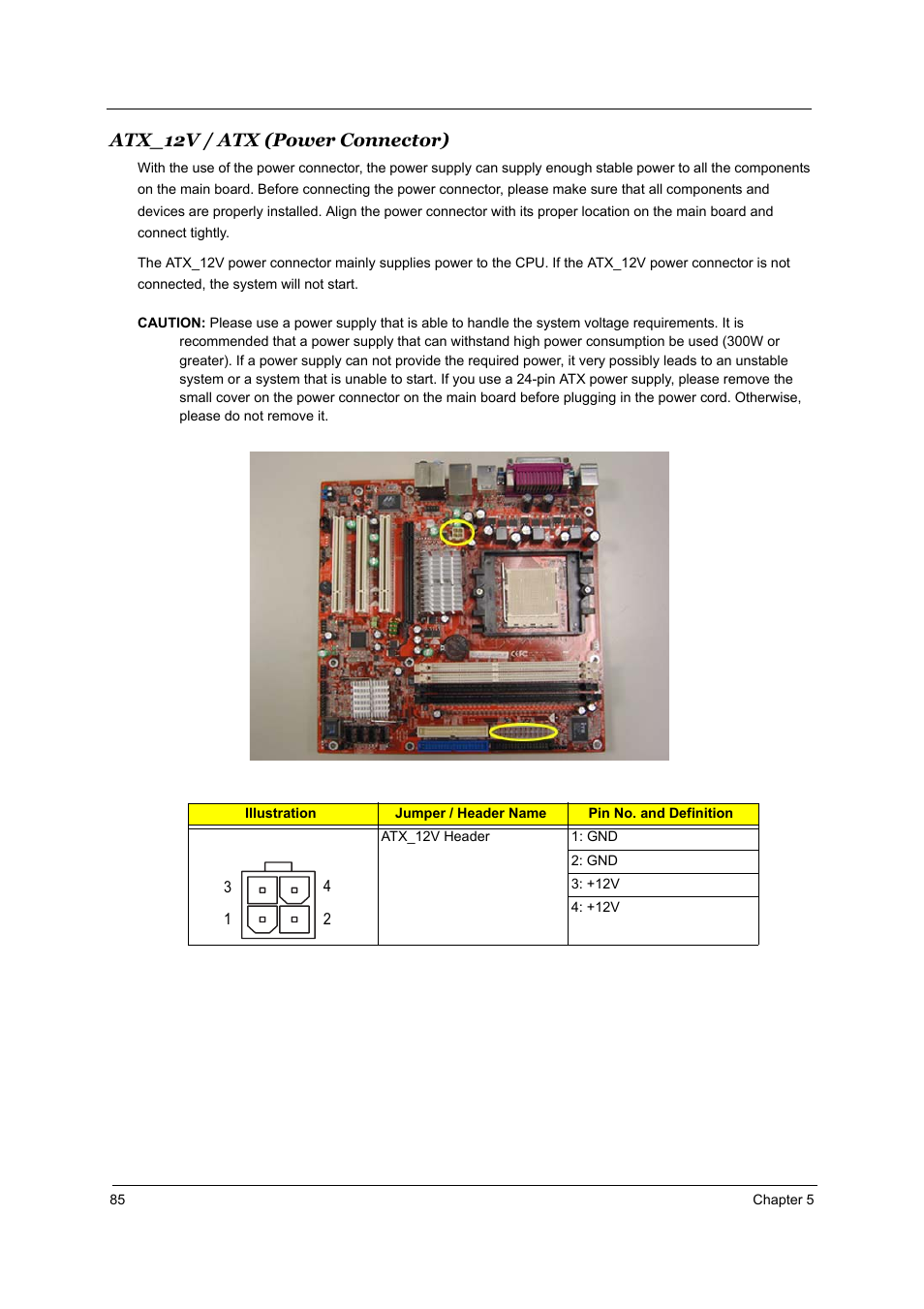 Atx_12v / atx (power connector) | Acer Aspire T160 User Manual | Page 94 / 164