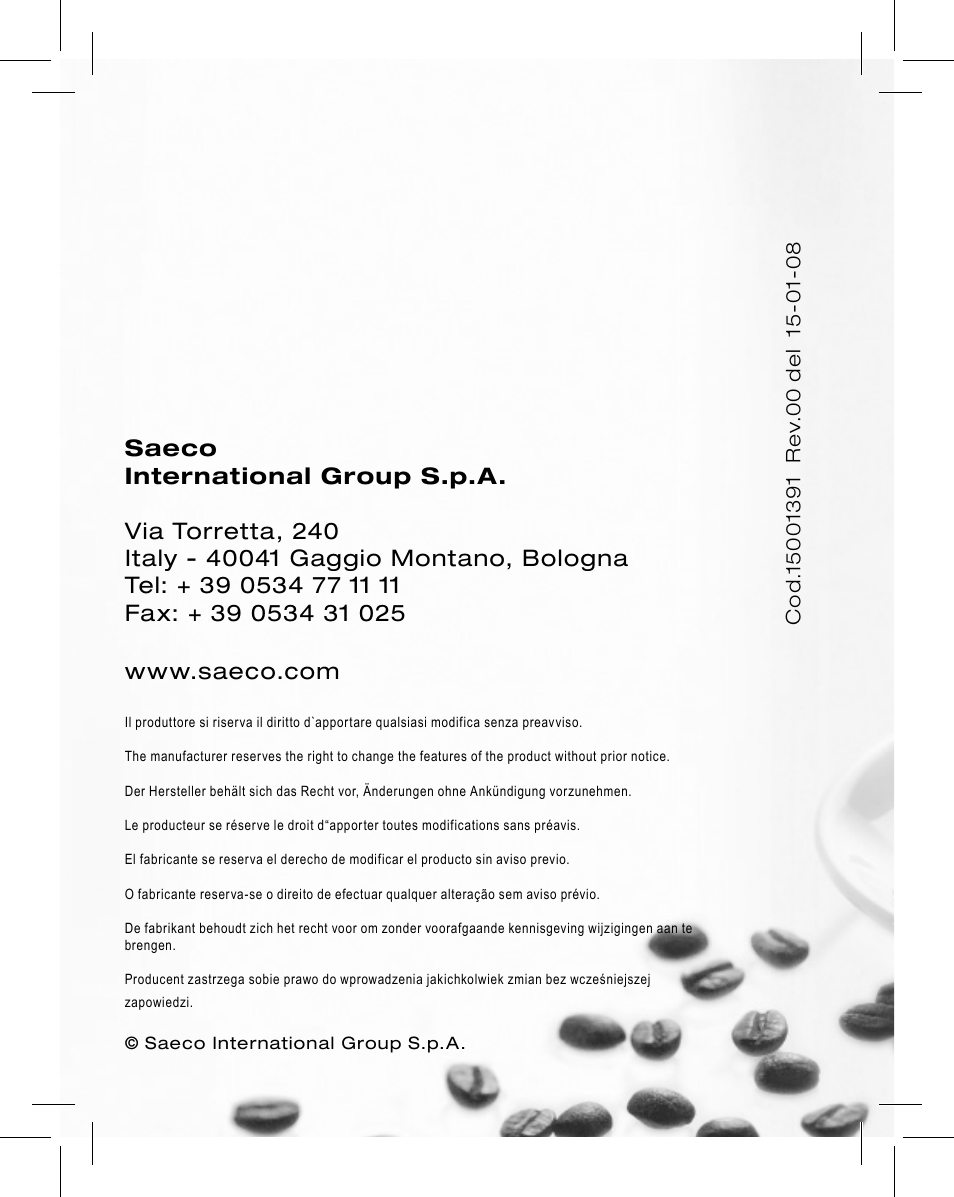 Philips Saeco Kit service User Manual | 52 pages