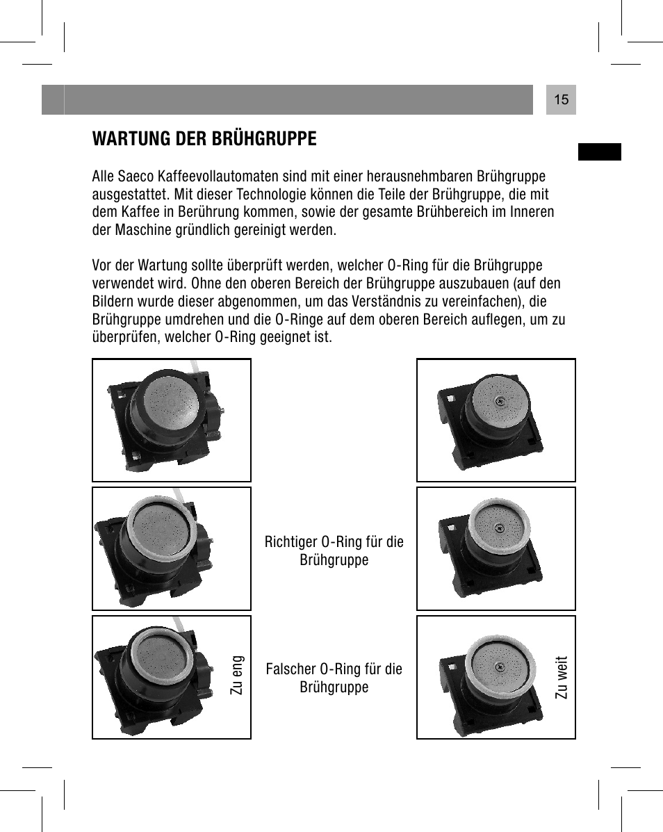 Wartung der brühgruppe | Philips Saeco Kit service User Manual | Page 16 / 52