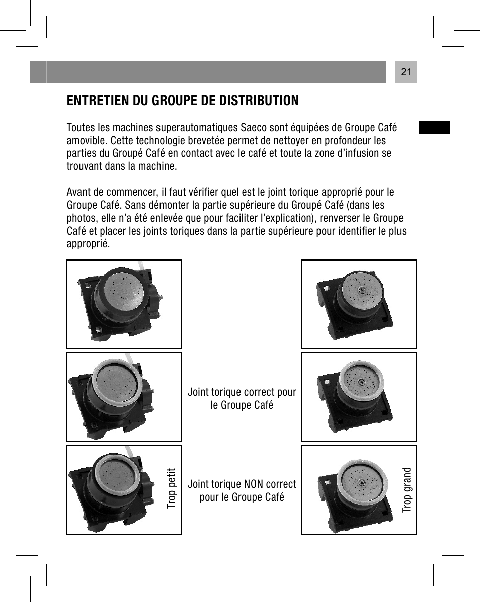 Entretien du groupe de distribution | Philips Saeco Kit service User Manual | Page 22 / 52