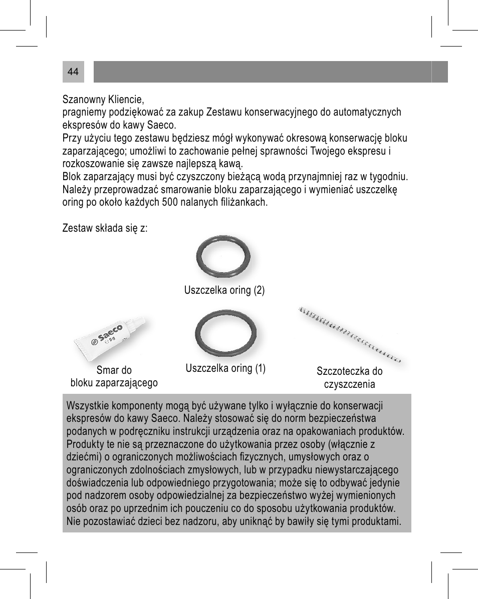 Philips Saeco Kit service User Manual | Page 45 / 52