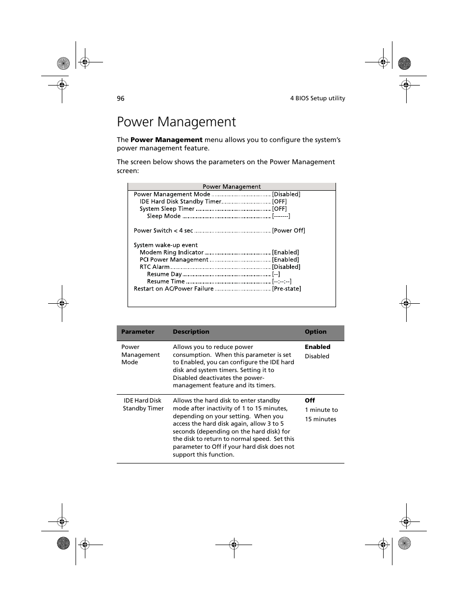 Power management | Acer Altos G610 User Manual | Page 106 / 156