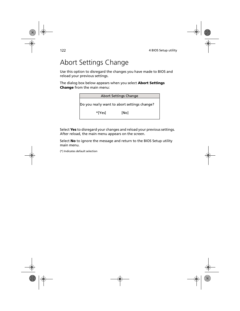 Abort settings change | Acer Altos G610 User Manual | Page 132 / 156