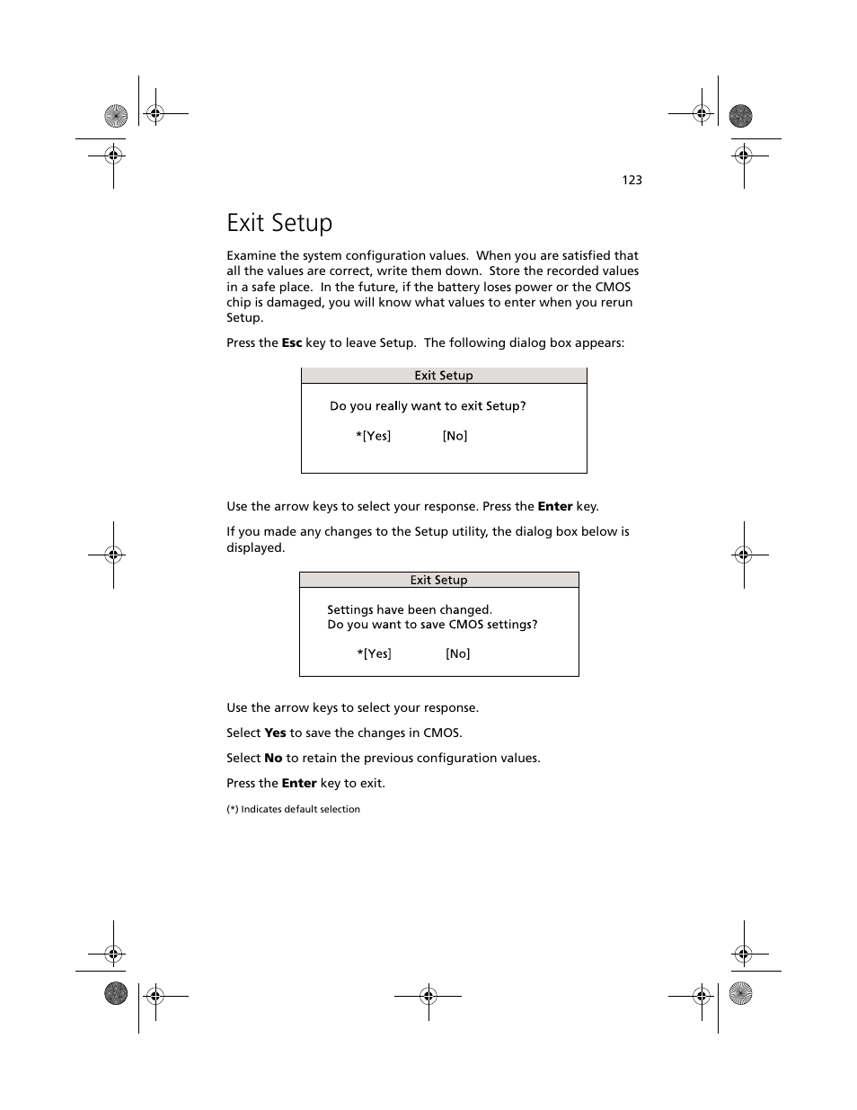 Exit setup | Acer Altos G610 User Manual | Page 133 / 156
