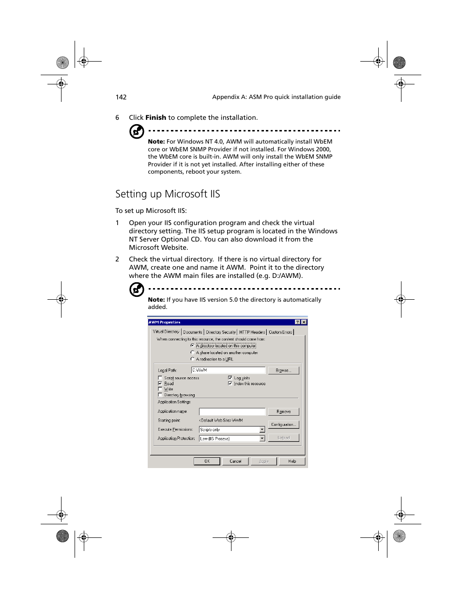 Setting up microsoft iis | Acer Altos G610 User Manual | Page 152 / 156