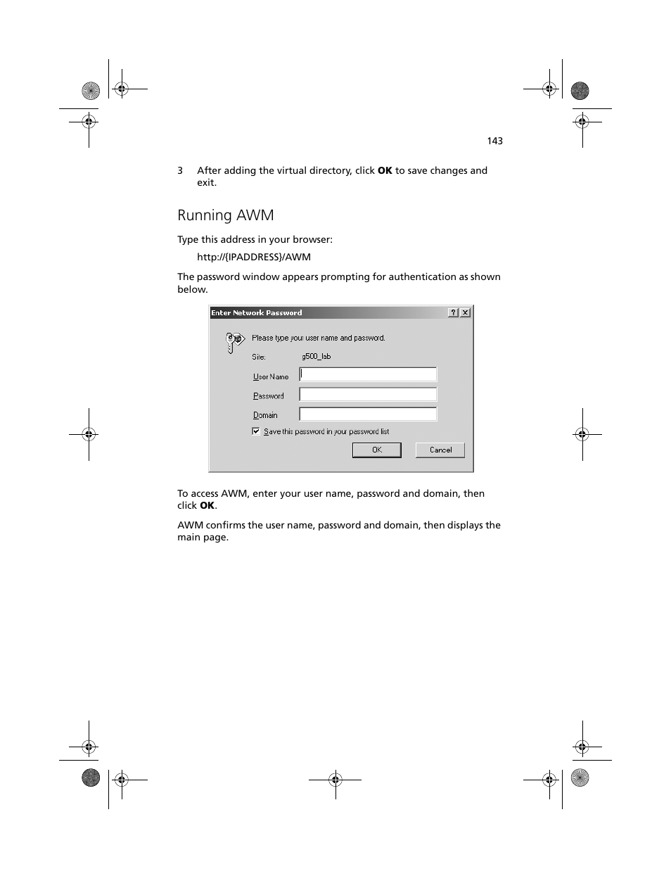 Running awm | Acer Altos G610 User Manual | Page 153 / 156