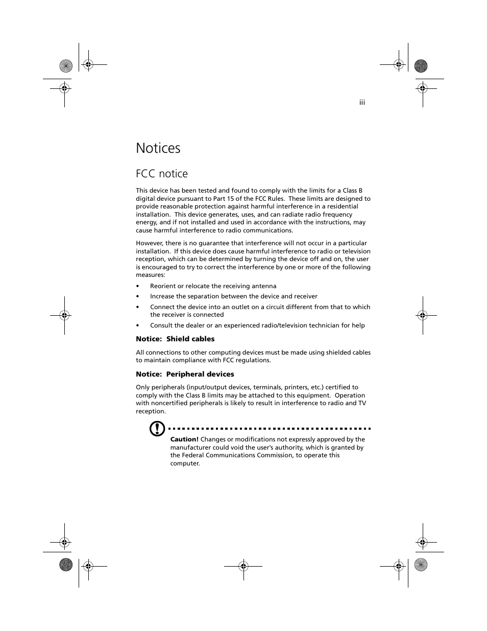 Notices, Fcc notice | Acer Altos G610 User Manual | Page 3 / 156