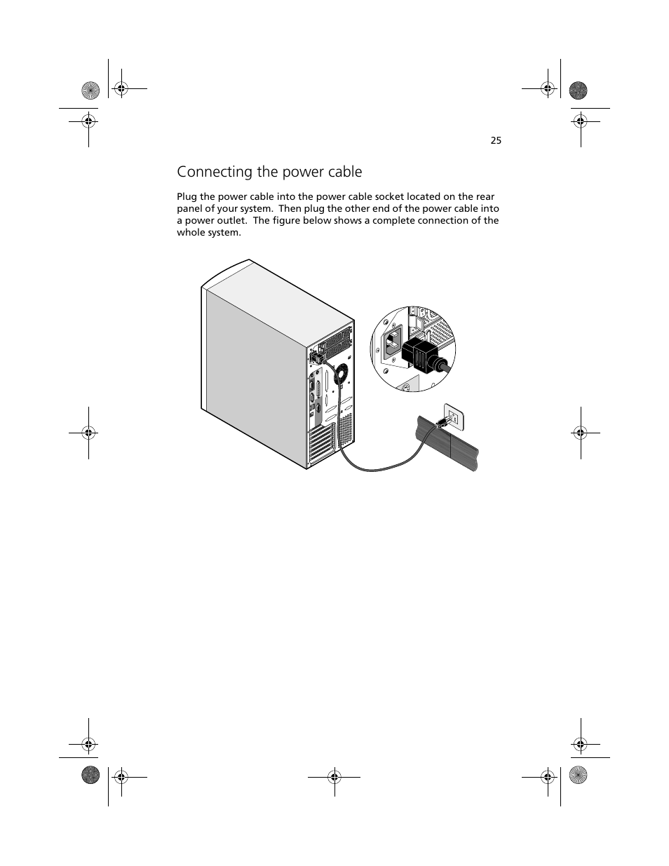 Connecting the power cable | Acer Altos G610 User Manual | Page 35 / 156