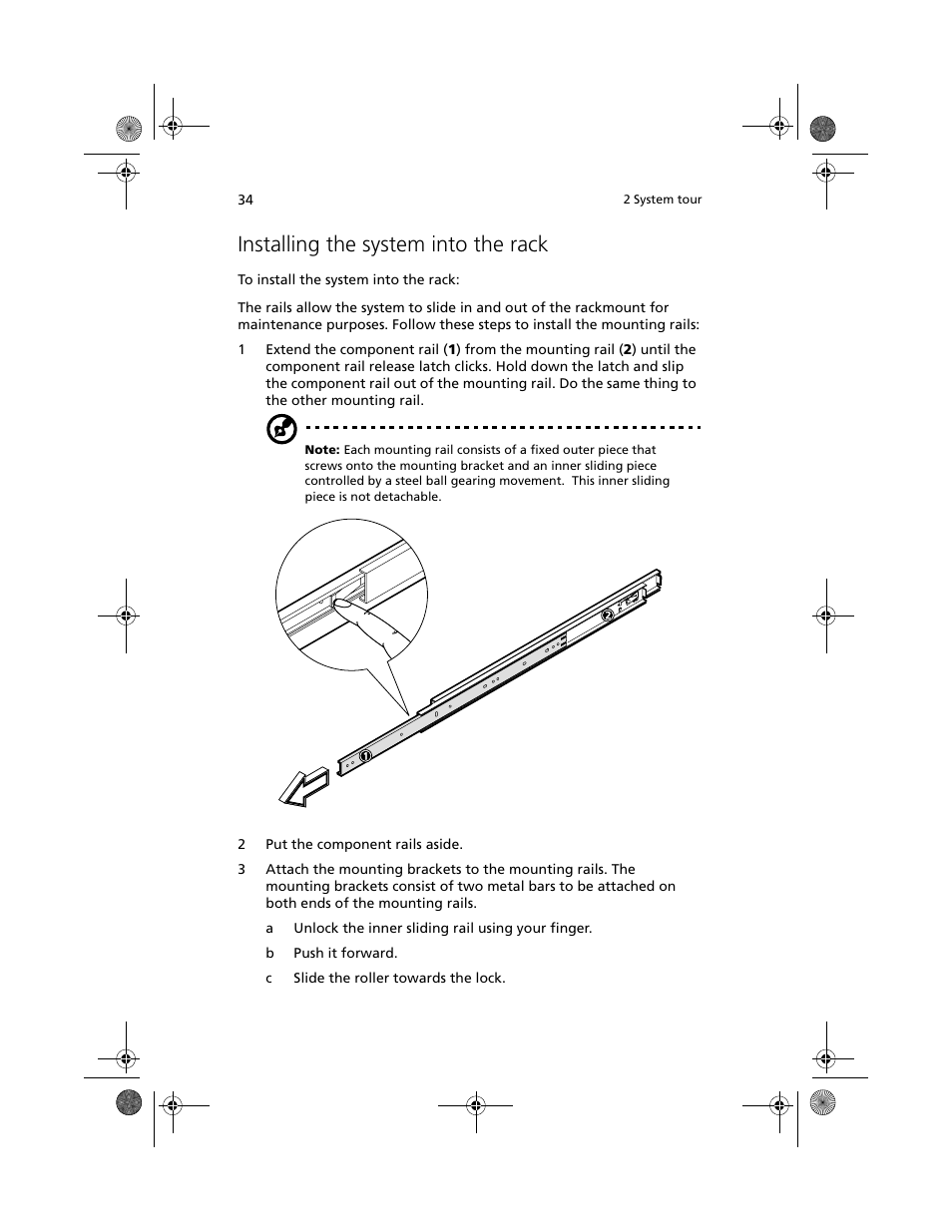 Installing the system into the rack | Acer Altos G610 User Manual | Page 44 / 156