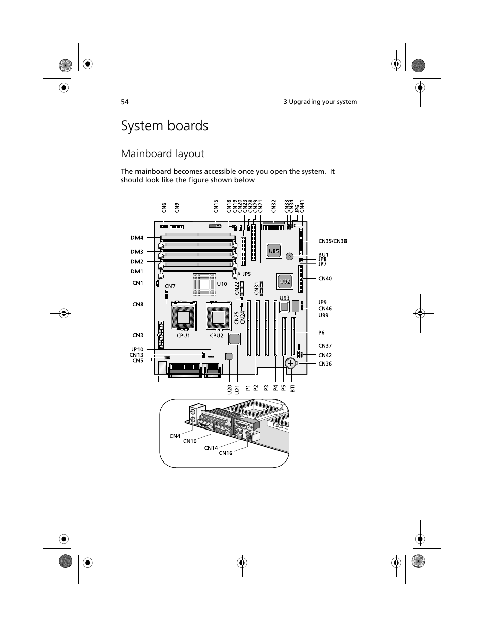 System boards, Mainboard layout | Acer Altos G610 User Manual | Page 64 / 156