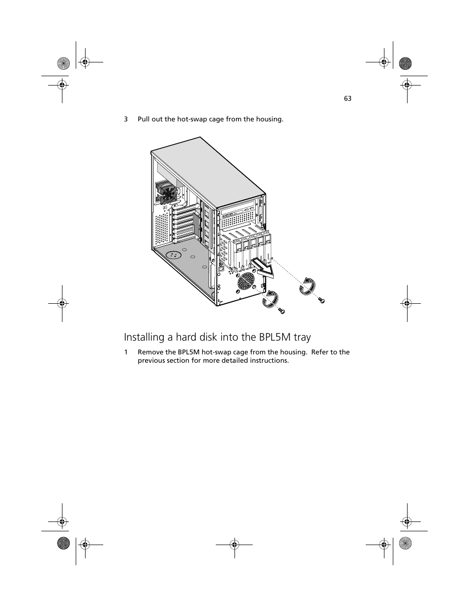 Installing a hard disk into the bpl5m tray | Acer Altos G610 User Manual | Page 73 / 156