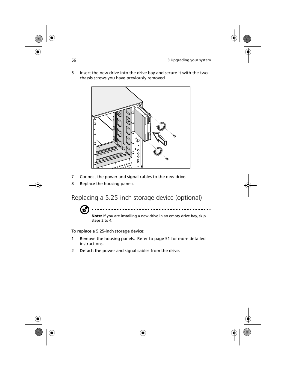 Replacing a 5.25-inch storage device (optional) | Acer Altos G610 User Manual | Page 76 / 156