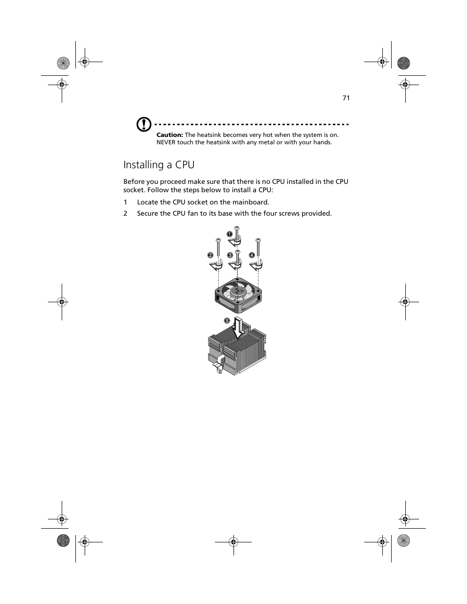 Installing a cpu | Acer Altos G610 User Manual | Page 81 / 156