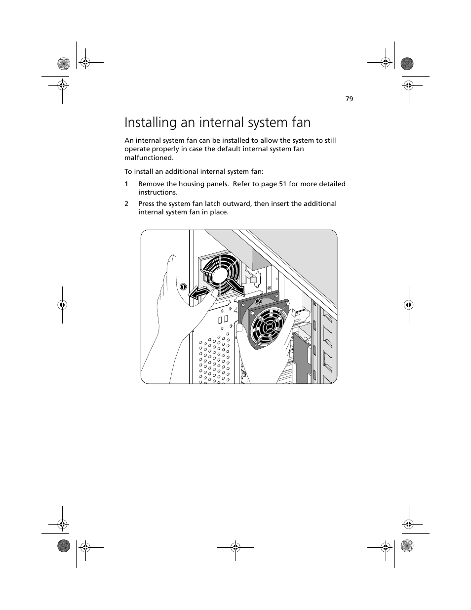 Installing an internal system fan | Acer Altos G610 User Manual | Page 89 / 156