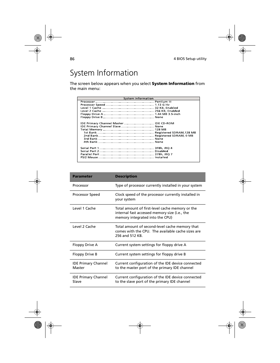 System information | Acer Altos G610 User Manual | Page 96 / 156