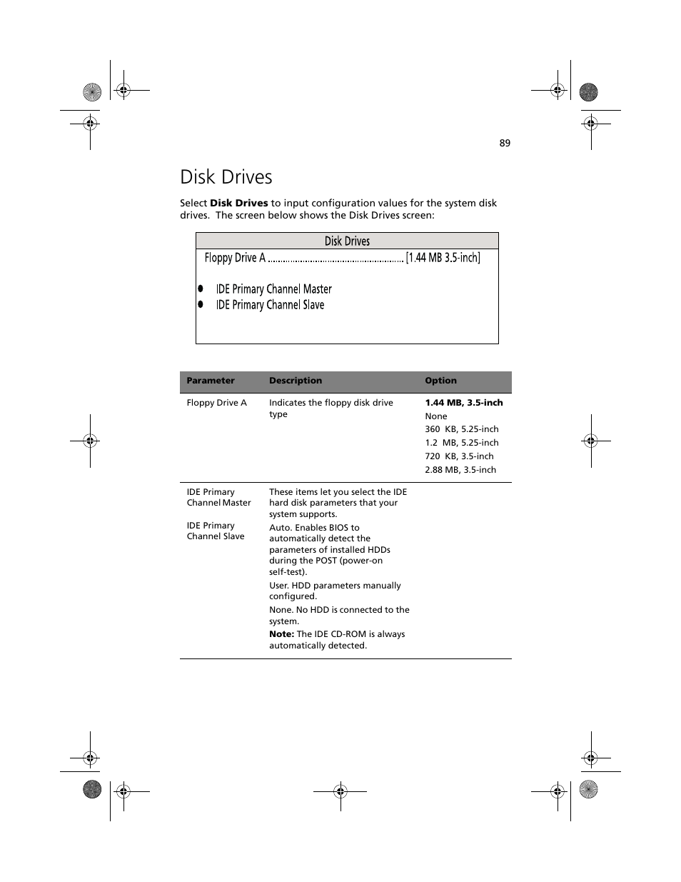 Disk drives | Acer Altos G610 User Manual | Page 99 / 156