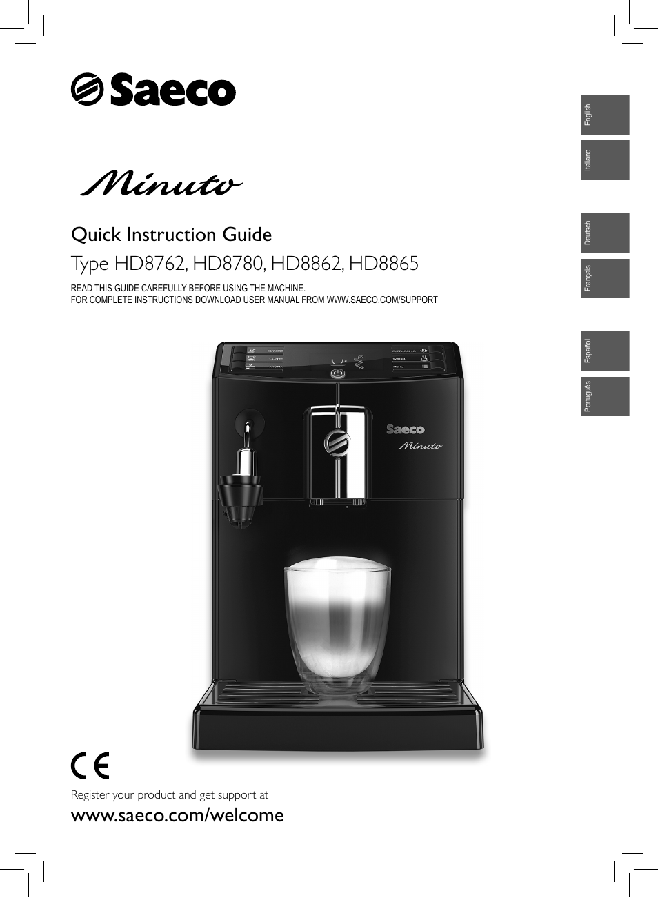Philips Saeco Minuto Machine espresso Super Automatique User Manual | 72 pages