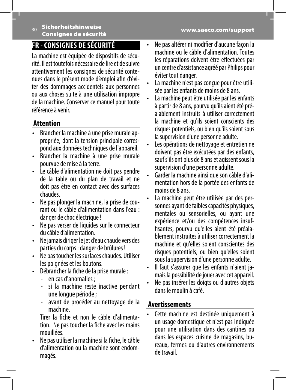Philips Saeco Minuto Machine espresso Super Automatique User Manual | Page 30 / 72