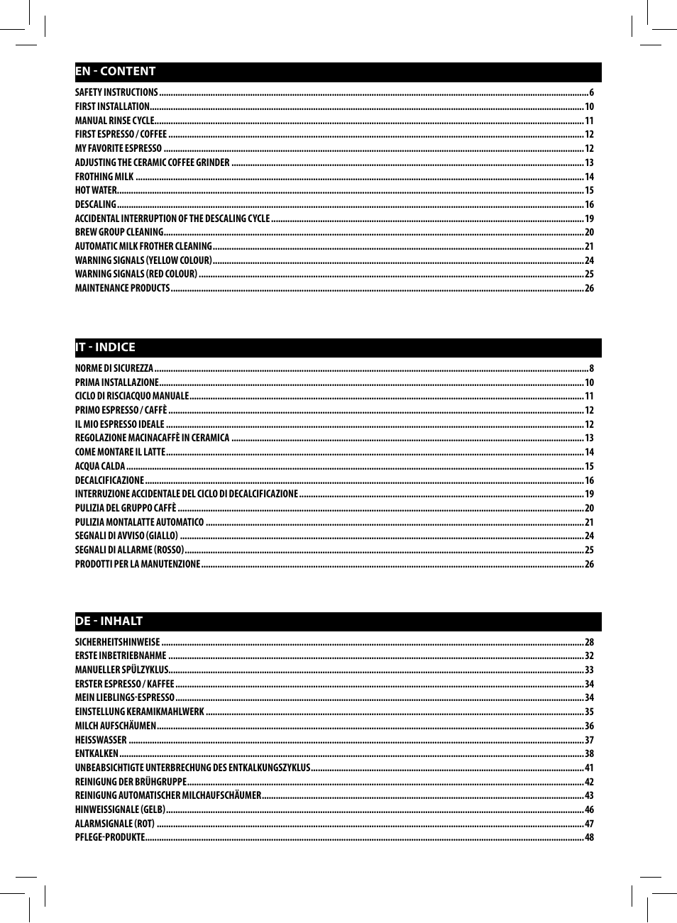 Philips Saeco Minuto Machine espresso Super Automatique User Manual | Page 4 / 72
