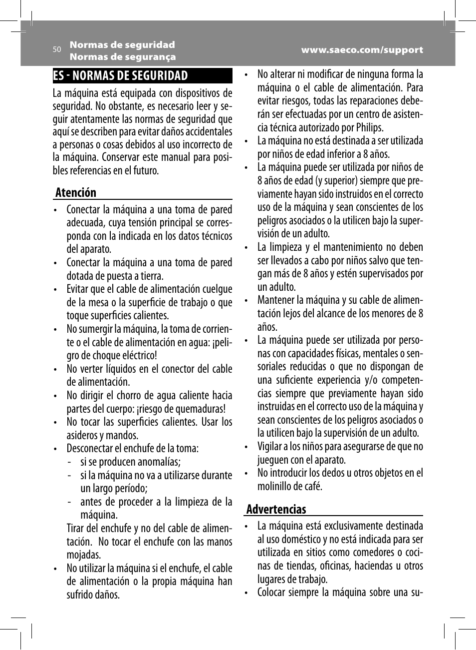 Philips Saeco Minuto Machine espresso Super Automatique User Manual | Page 50 / 72