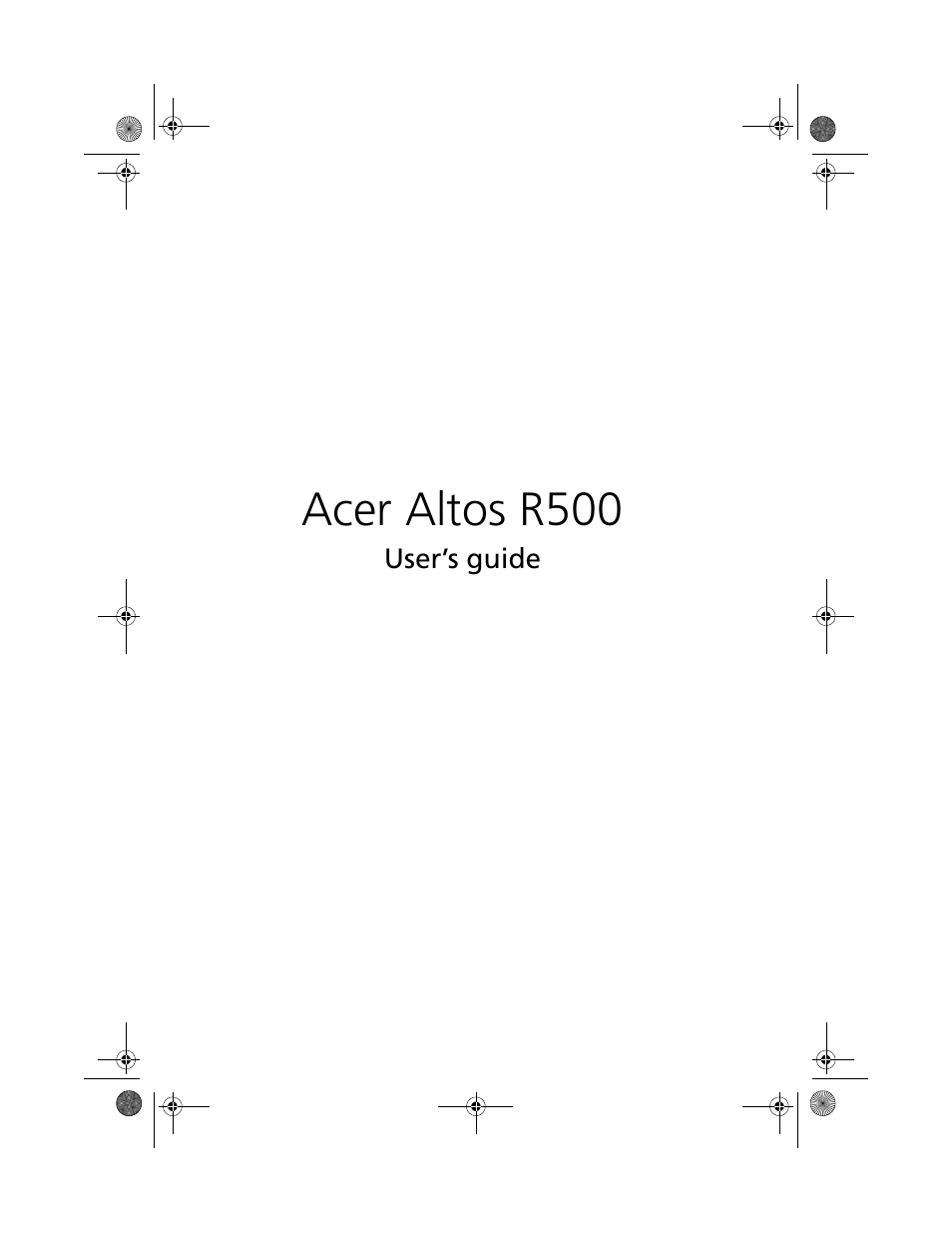 Acer Altos R500 User Manual | 142 pages
